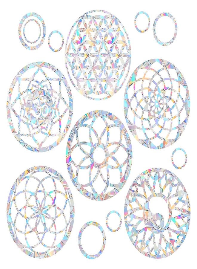 SHAWULA 18PCS Mandala Window Clings Anti-Collision Decals to Save Birds from Collisions,Non Adhesive Prismatic Vinyl Window Clings Rainbow Stickers - Image 1